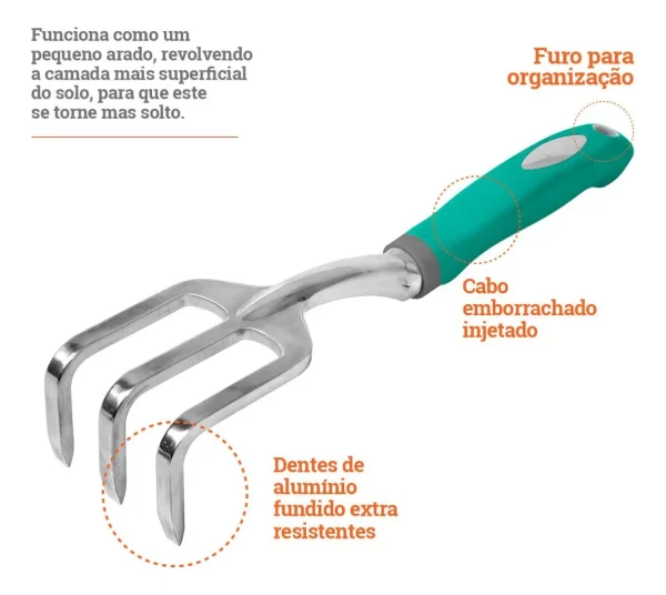 Conjunto Para Jardinagem De Alumínio Com Cabo Emborrachado