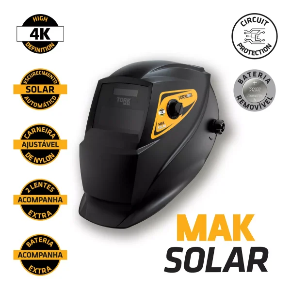 Mascara De Solda Automatica Profissional 4k Maksolar Tork Cor Preto